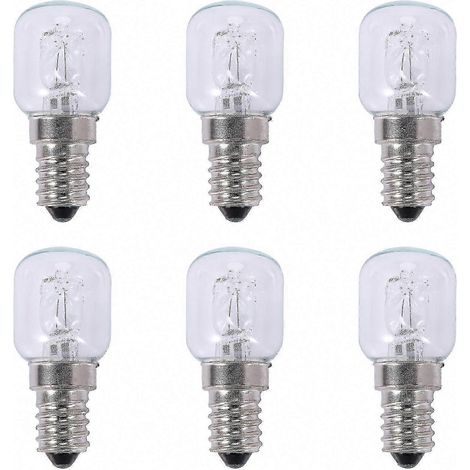 Lot de 6 ampoules halogènes E14 haute température 500 °C pour four, 25 W, 250 V, lampe chauffante à quartz, compatibles avec les fours. (1/5)