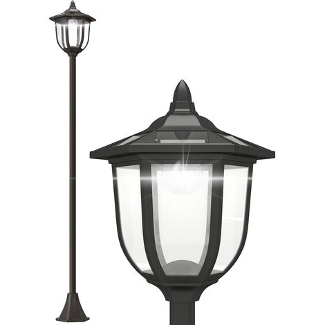 Lampadaire solaire de jardin avec 6 lumières LED, batterie rechargeable solaire, autonomie de 6 à 8 heures, Ø26,5x177 cm, noir