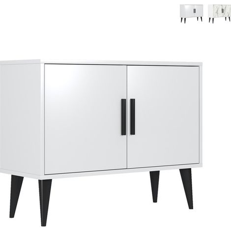 Buffet Salon Blanc Moderne 2 portes Meuble d'entrée Corduiso - Blanc (1/5)