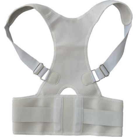 Ceinture correctrice de posture dorsale anti-douleur, réglable, pour la clavicule, la colonne vertébrale, le dos, les épaules et les lombaires - blanche (XXL) (1/5)