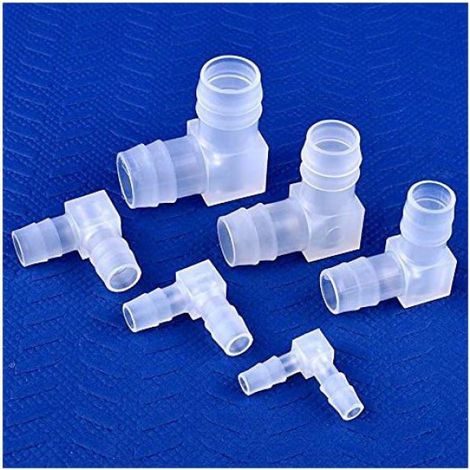 Raccord coudé cannelé 90° pour tuyau 1/4", lot de 6, raccord union égal en plastique PP pour tuyau souple (1/5)