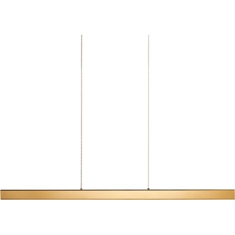 Lampada a sospensione moderna con luce LED integrata Base in ferro con paralume in alluminio e telecomando Oro Arenas