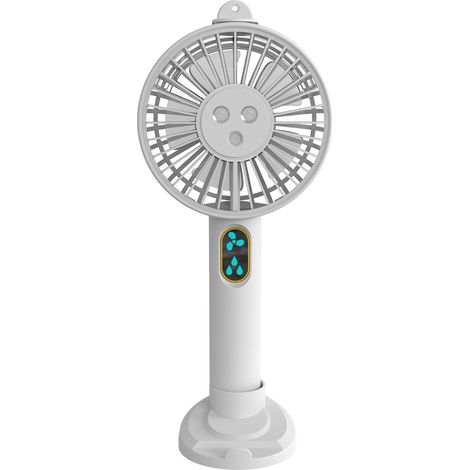 Mini ventilateur brumisateur portable à double buse, alimenté par batterie, 3 vitesses, rechargeable par USB, avec support pour téléphone portable-AquaForge (1/5)