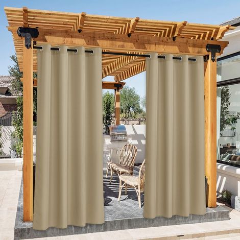 Lot de 2 Rideau Extérieur, Toile Imperméable, Oeillet Antirouille, Pour Pergola Tonnelle