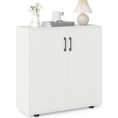 COSTWAY Buffet Cuisine Rangement 2 Portes, Buffet Salon Moderne, Étagère Ajustable, 2 Kits Anti-basculement, Armoire Cuisine pour Salle à Manger, 80 x 31,5 x 82 cm (1/5)