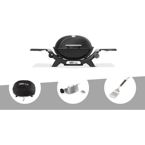 Barbecue à gaz Q 1200N noir + Housse + Rôtissoire + Spatule - Weber