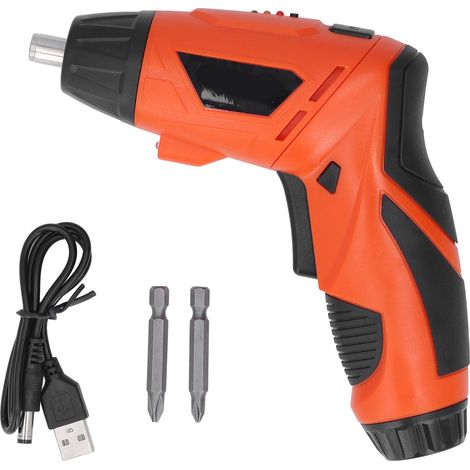Tournevis électrique rechargeable mini pliable USB avec batterie lithium, orange 4.2V (1/5)
