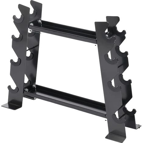 Soporte multifuncional para mancuernas, diseño que ahorra espacio, fácil montaje, color negro. (1/2)