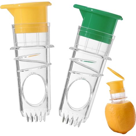Lot de deux presse-agrumes manuels avec filtre et couvercle intégrés, dotés d'une base antidérapante, parfaits pour la cuisine. (1/5)