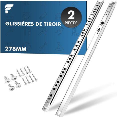 278mm Drawer Rails - Pack of 2 (1 Pair), Ball Runners with 15mm Groove, Partial Extension, Includes Mounting Accessories (1/5)