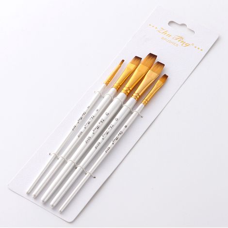 Ensemble de 5 pinceaux d'art professionnels pour aquarelle, acrylique et peinture à l'huile, pointe plate blanche (1/5)