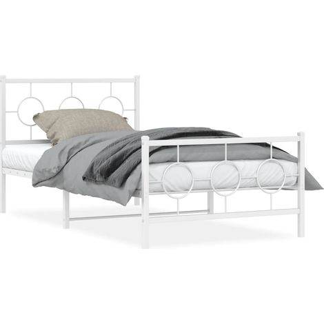 Maison Exclusive - Cadre de lit métal sans matelas et pied de lit blanc 100x190 cm (1/5)