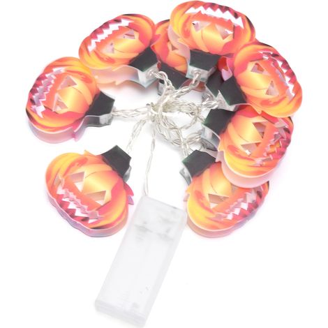Guirlande lumineuse 10LED Citrouille Creuse Halloween Intérieur Extérieur Fête Déco Lumière Chaude (1/5)
