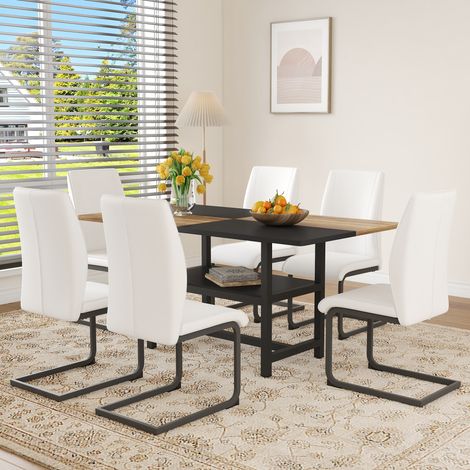 Lot de 6 étagères, avec étagère, blanc, 160 x 90 x 76 cm, pour salon et salle à manger, adapté salon salle à manger familial