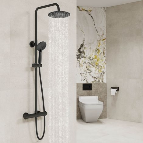 AICA Thermostatic Dual Head Mixer Shower Set Round Bar Exposed Valve (1/5)