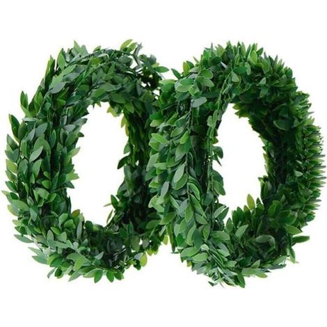 Guirlande Simulation Bricolage Fil Vert 7.5 m de Feuilles de Guirlande Couronne pour Décoration de Mariage de mur de Fenêtre Extérieure Intérieure Couronne de Suspension Verte Artificielle x 2-Fei Yu