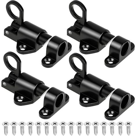 Ensemble de verrouillage automatique de porte en 4 pièces : verrou à ressort (avec vis), pêne à ressort, verrou coulissant, ressort de verrouillage et verrou de portail à fermeture automatique pour po
