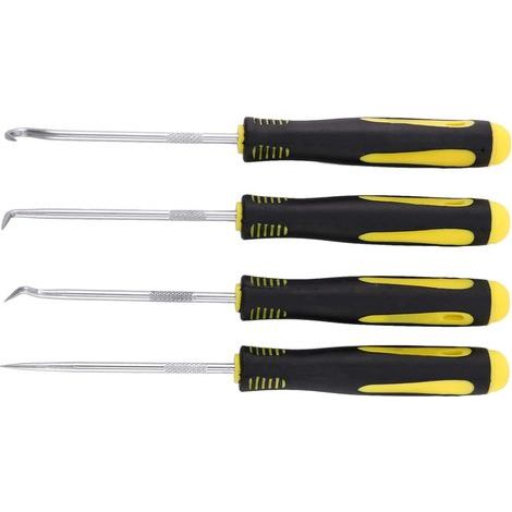 4 pièces grattoir crochet outil ensemble huile joint extracteur caoutchouc joint torique crochet joint joint tournevis main outil de retrait outils noir et jaune (1/4)