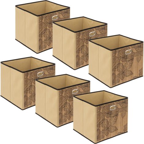 Lot de 6 boîtes de rangement cubes en bambou à motifs fleurs MIX'N MODUL (1/4)