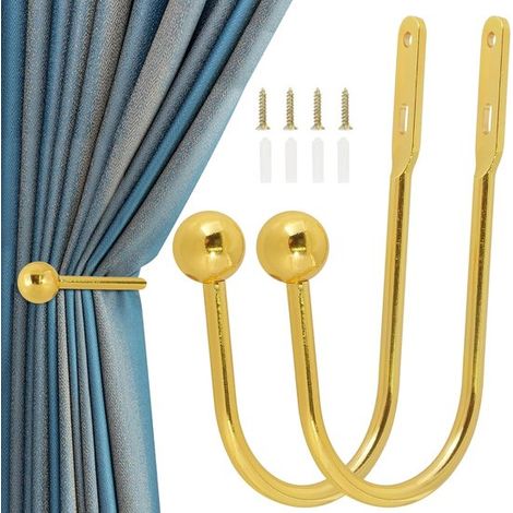 2er-Pack Gardinenhaken - U-förmige Metall-Wandhaken - Vintage-Wandgardinen - Geeignet für Wohnzimmer, Schlafzimmer, Esszimmer und Badezimmer. (1/5)