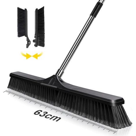 Outdoor Broom, 63 cm Head, Adjustable Stainless Steel Handle, Floor Brush for Courtyard and Terrace (1/5)