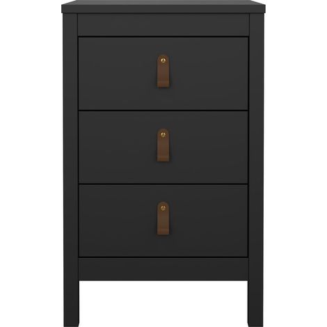 CALICOSY - Table de chevet 3 tiroirs noir mat H70,1 cm - BARCELONE (1/5)