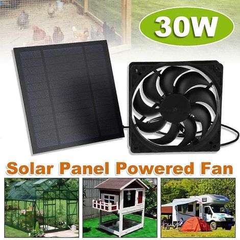 Ventilateur d'extraction solaire 30 W 12 V, extracteur d'air 15 cm, mini ventilateur alimenté par panneau solaire pour abri pour chien, poulailler, serre, camping-car (1/5)