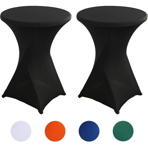 2er-Set Stehtisch Hussen Ø 80 cm, Stretch Tischdecke mit Fußverstärkung, waschbar