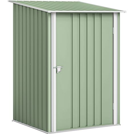 Outsunny cobertizo de jardín 0,92 m² 100x103x160 cm caseta de jardín metálica con 1 puerta y cerradura para almacenamiento herramientas verde Claro