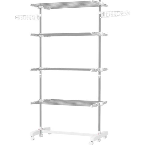 Tendedero plegable con alas laterales en 4 niveles, 142 x 55 x 172 cm