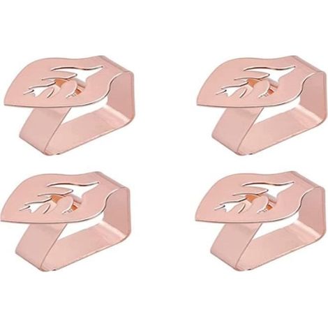 Pinces à Nappe - Inoxydable - Lot de 4 - Or Rose - Réglables - Lavables (1/3)