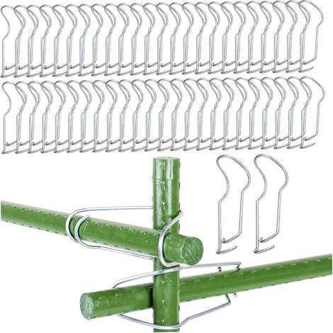 50 pièces fixation plantes – Clips grilles acier inoxydable – Boucles poteaux bambou – Connecteurs tuteurs horticoles, plantes grimpantes
