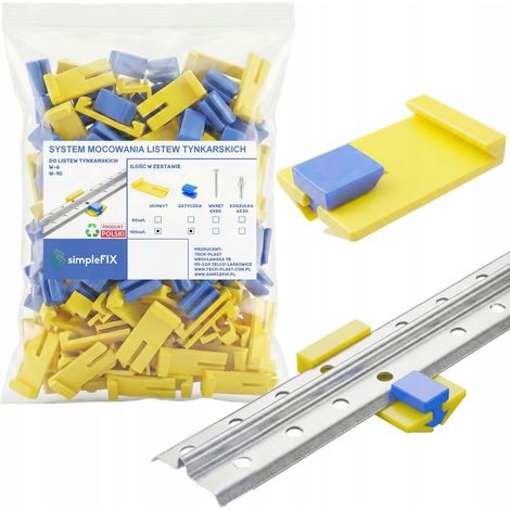 Sistema de fijaci贸n para listas de yeso kit de 50 soportes + tapones