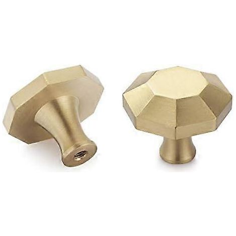 Set mit 10 gebürsteten Messing-Schrankknöpfen, goldener Schubladengriff für Schränke, Kommoden, Badezimmer (Achteckig Typ B) (1/5)