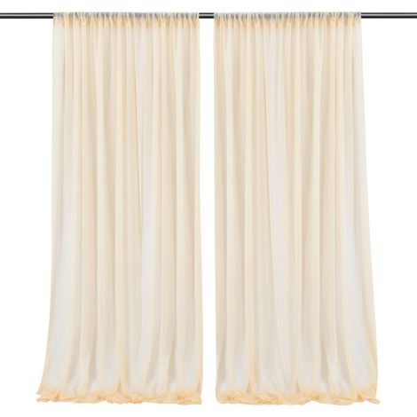 Rideau de fond couleur champagne 1,5 x 2,15 m, en fil résistant, idéal pour une fête de mariage. (1/5)