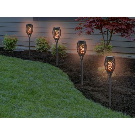 Solarfackeln 4er Set mit Flammeneffekt, Schwarz, Höhe 50cm (1/5)
