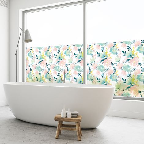 Film Fenêtre Anti Regard Occultant - COMPOSITION FLORALE XL - Stickers pour Vitres & Porte de Douche - 40X200cm (1/4)