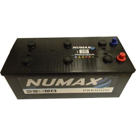 Numax – Batterie de démarrage poids lourds 629UR 12V 180Ah – Intensité 1000A – Classique CA/CA – Dimensions 513 x 223 x 223mm (1/3)