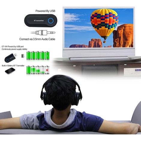 Émetteur audio Bluetooth, adaptateur audio sans fil, émetteur de flux audio stéréo pour TV, lecteur DVD, PC et MP3 (1/5)
