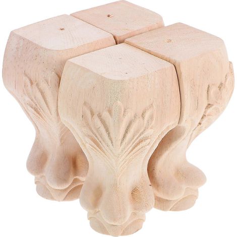 Pieds de meubles en bois sculpté, ensemble de 4 pièces, compatibles avec divers meubles, durables et élégants, offrant un soutien robuste. (1/5)