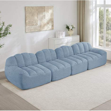 4-Sitzer modulares Sofa blau aus Stoff, 32D-Schaum, 366 x 104 x 79 cm OKMYHOME (1/5)
