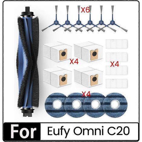 Filtre pour aspirateur brosse pour aspirateur Filtre de brosse pour aspirateur filtre de 19PCS Main Brosse Side HEPA Filtre Sac à poussière Serpillière Cloth pour Omni C20 Robot Aspirateur Access (1/5)