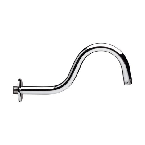 Bras de douche courbe' en laiton chrome' lourd 290 mm x h 150 mm Raccords G 1/2" rosace 56 mm