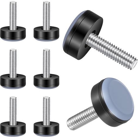 Lot de 8 patins de meubles avec filetage M6 - Réglables - En PTFE - Avec filetage - Pour pieds de table, d'armoire, de canapé, de sol (1/5)