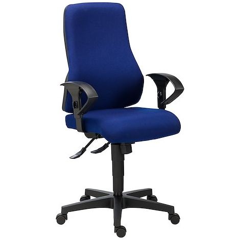 Chaise de bureau Top Point tissu - dossier haut avec accoudoirs 2D - mécanisme Synchrone - pieds noir - bleu - Maxiburo (1/5)