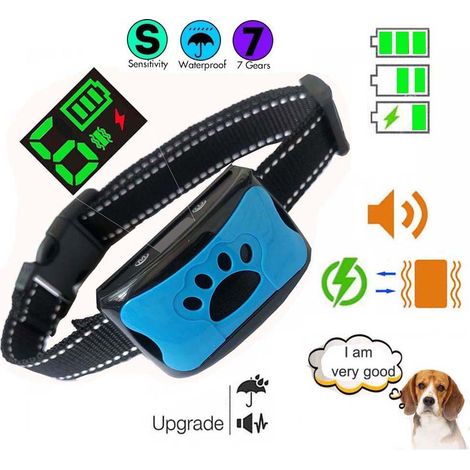 Collier anti-aboiement automatique intelligent avec tonalités d'avertissement et vibrations — Collier de dressage pour chien rechargeable
