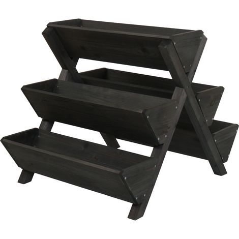 Jardiniére sur pied, 5 bacs 56x56x70 Outdoor bois MVG - anthracite (1/5)