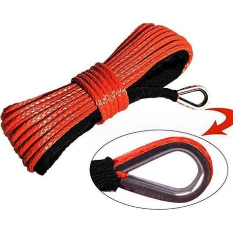 Rounge Synthetic Winch Cable with Sheath, 12-Strand 7700lb Synthetic Towing Rope for Car Truck, 6mm x 15m (1/5)