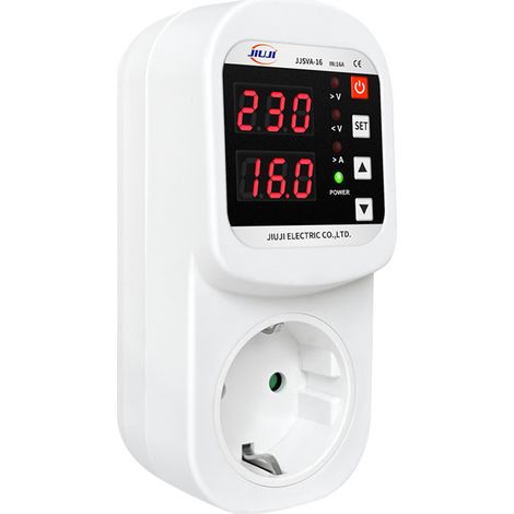 Protezione spina con display LED - Controllo automatico tensione/corrente per frigorifero - Funzione di reset