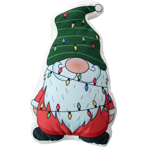 Coussin lumineux de Noël en velours motif lutin (1/3)